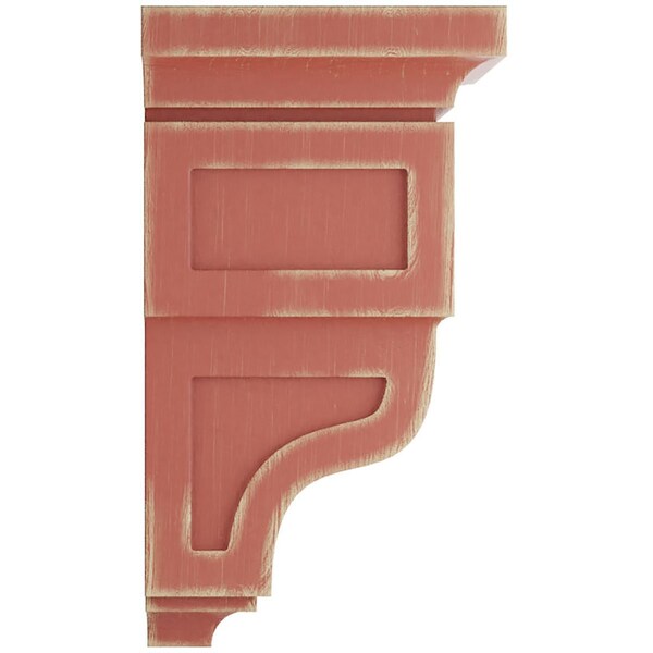 Ekena Millwork 7"W x 7 3/4"D x 14"H Jumbo Reyes Wood Vintage Decor Corbel, Salvage Red - CORWD07X07X14RYRD