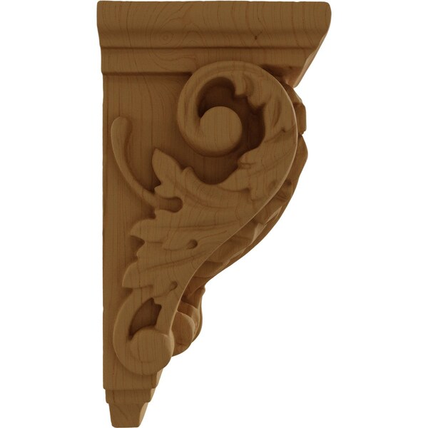 Ekena Millwork 2 1/4"W x 2 1/4"D x 4 1/4"H Extra Small Acanthus Wood Corbel, Alder - CORW02X02X04ACAL