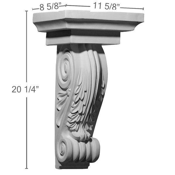 Ekena Millwork 11 5/8"W x 8 5/8"D x 20 1/4"H Strasbourg Corbel - COR11X08X20SG