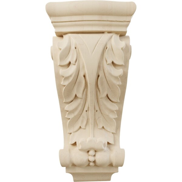 Ekena Millwork 4 1/2"W x 2 3/4"D x 10"H Small Farmingdale Acanthus Pilaster Corbel, Rubberwood - COR04X02X10FRRW
