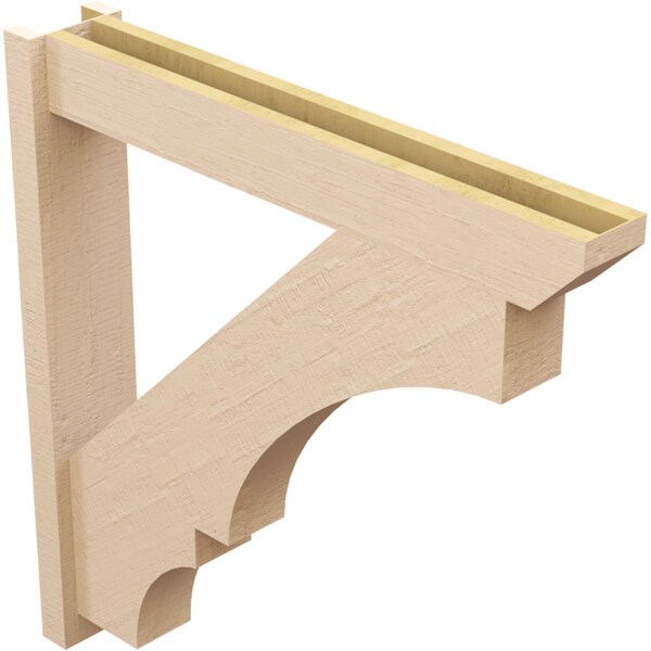 Ekena Millwork 6-in W x 36-in D x 36-in H Balboa Slat Rough Cedar Woodgrain TimberThane Outlooker, Primed Tan - OUTUR060X36X36BOA24RCPR