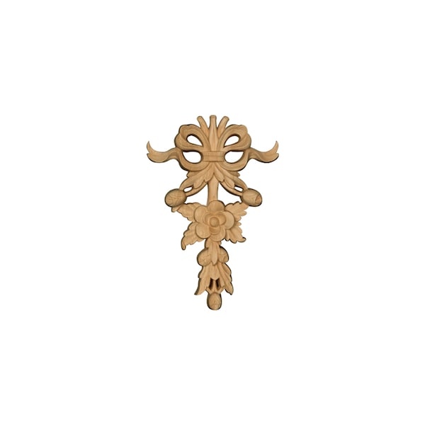 Osborne Wood Products 8 x 5 1/2 x 1 Small Floral Drop in Rubberwood (paintgrade)< - 891822RW