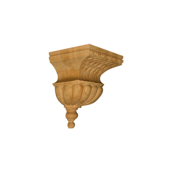 Osborne Wood Products 12 x 10 1/8 x 7 3/4 Medium Bell with Basket Weave Corbel in Rubberwood - 891966RW