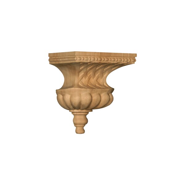 Osborne Wood Products 6 1/8 x 5 5/8 x 3 3/4 Small Bell with Basket Weave Corbel in Rubberwoo - 891827RW