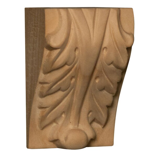 Osborne Wood Products 2 3/4 x 1 1/2 x 1 3/4 Small Traditional Acanthus Bracket in Rubberwood - 891751RW
