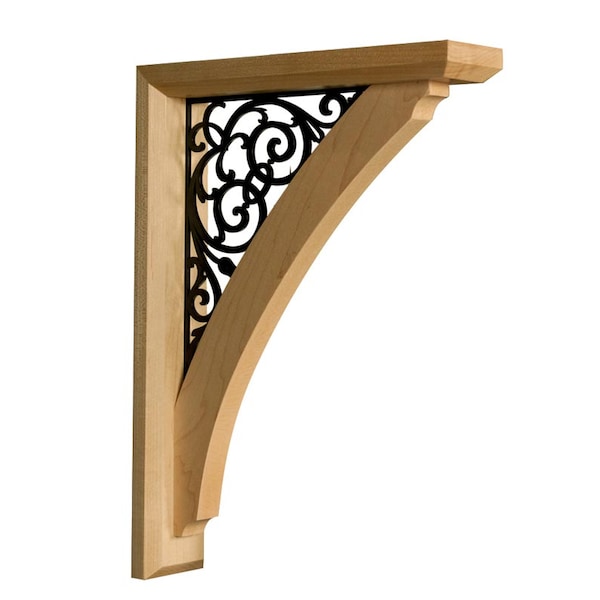 Osborne Wood Products 14 1/2 x 2 1/2 x 10 1/2 Large Barletta Bracket in Rubberwood <smal - 8961RW