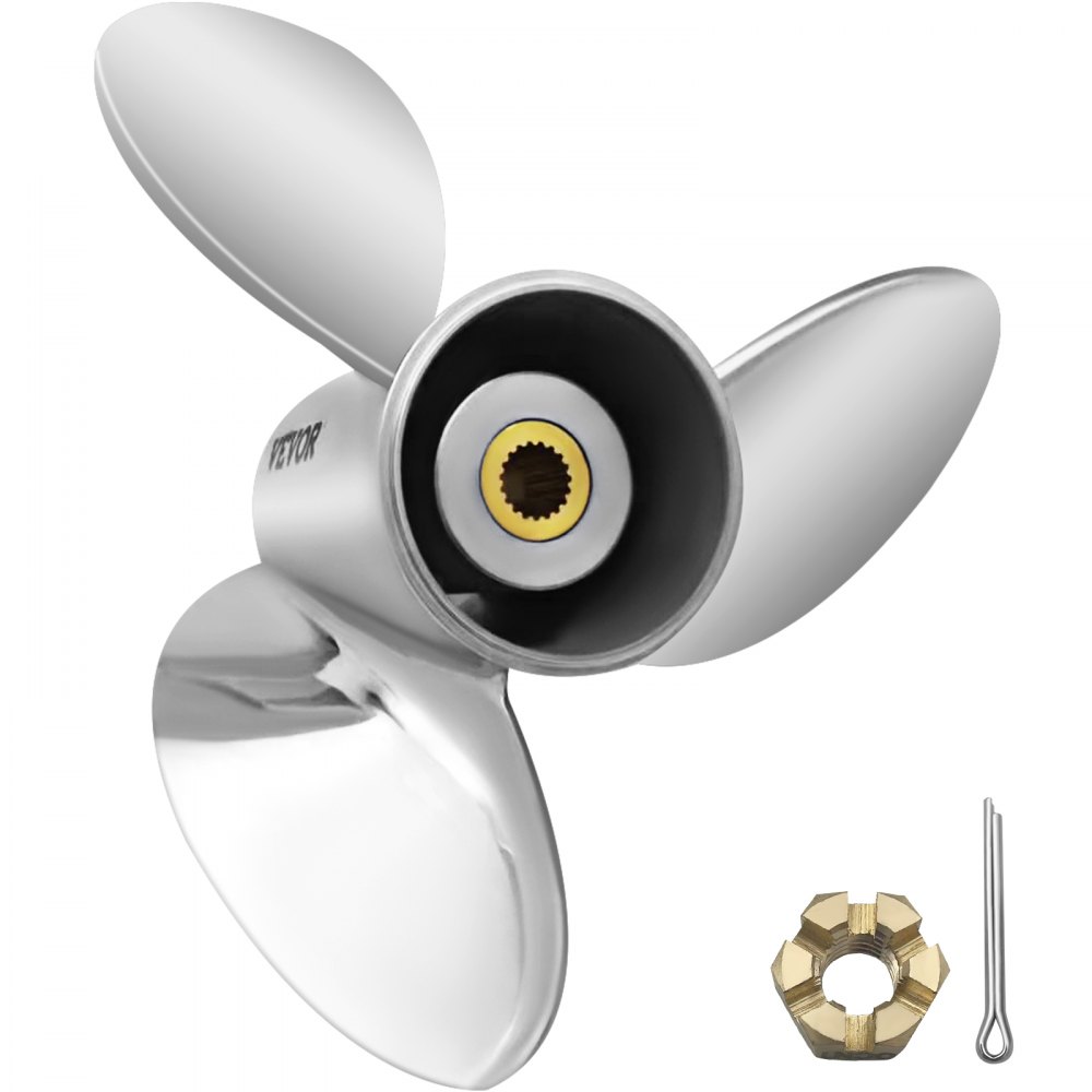VEVOR Outboard Propeller, Replace for OEM 3860709, 3-Blade 14.5" x 21" Pitch Steel Boat Propeller, Compatible with Volvo Penta SX Drive All Models, w/ 19 Tooth Splines, RH - CLXJY31412X211DRFV0