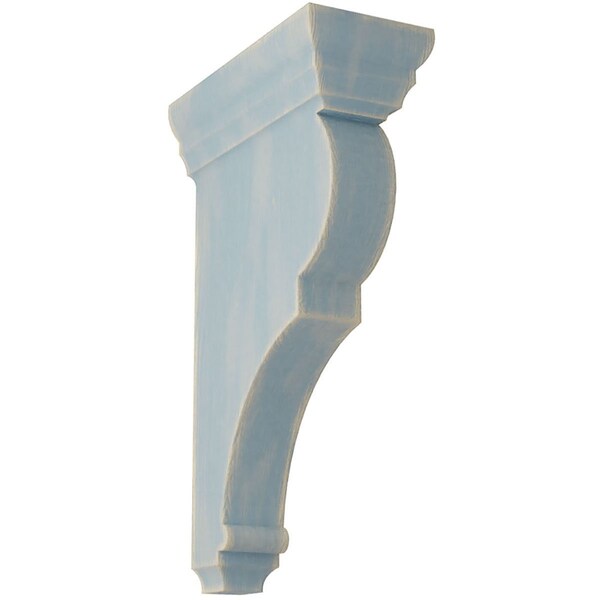 Ekena Millwork 3"W x 6 1/2"D x 12"H Large Rojas Wood Vintage Decor Corbel, Driftwood Blue - CORWD03X06X12RJBU