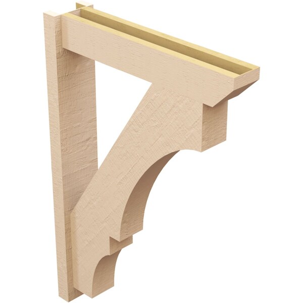 Ekena Millwork 6-in W x 28-in D x 40-in H Balboa Slat Rough Cedar Woodgrain TimberThane Outlooker, Primed Tan - OUTUR060X28X40BOA24RCPR