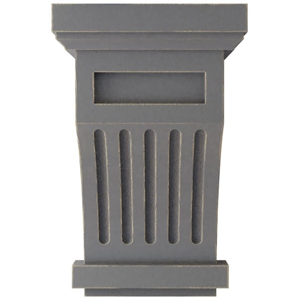 Ekena Millwork 4 1/4"W x 4 1/4"D x 7"H Fluted Wood Vintage Decor Corbel, Pebble Grey - CORWD04X04X07FLPG