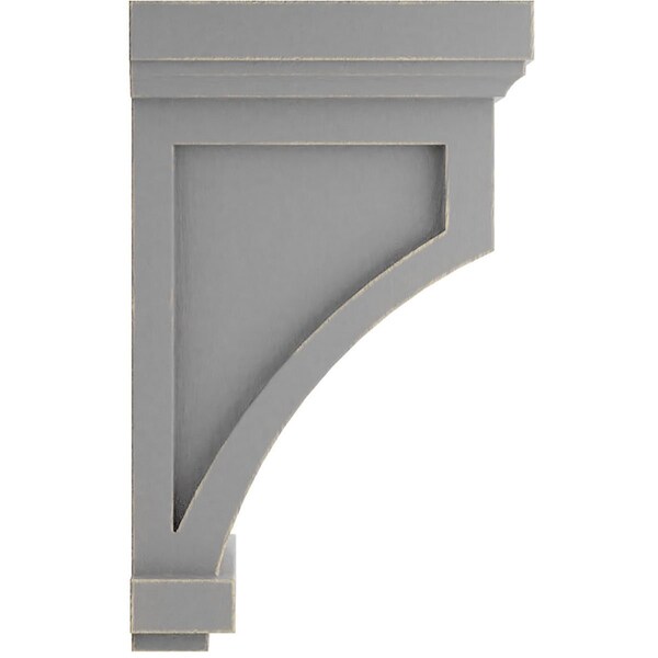 Ekena Millwork 4 1/4"W x 4 1/4"D x 7"H Fluted Wood Vintage Decor Corbel, Pebble Grey - CORWD04X04X07FLPG