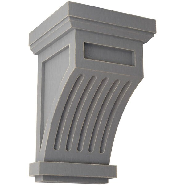 Ekena Millwork 4 1/4"W x 4 1/4"D x 7"H Fluted Wood Vintage Decor Corbel, Pebble Grey - CORWD04X04X07FLPG