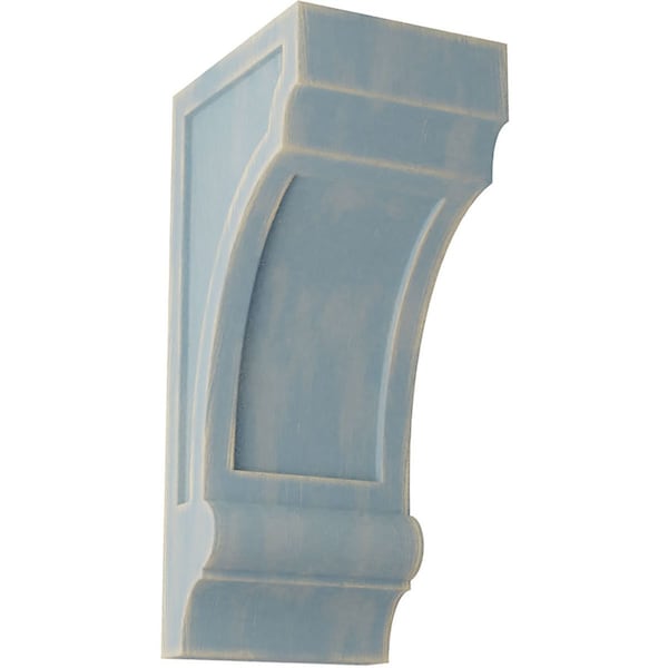 Ekena Millwork 5 1/2"W x 7"D x 14"H Diane Recessed Wood Vintage Decor Corbel, Driftwood Blue - CORWD06X07X14DIBU