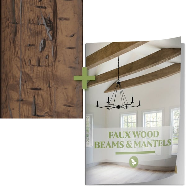 Ekena Millwork 10-inch x 7-inch SAMPLE - Hand Hewn Endurathane Faux Wood Beam w/ Catalog -Premium Aged Finish - SAMPLE-KIT-BMHHZD