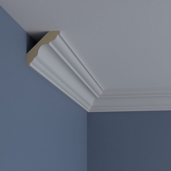 Ekena Millwork 3"H x 3"P x 4 1/4"F x 94 1/2"L Palmetto Smooth Crown Moulding - MLD03X03X04PA