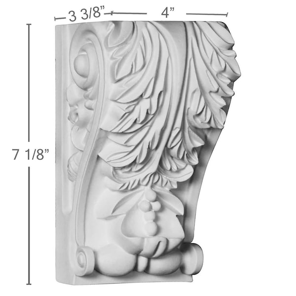 Ekena Millwork 4"W x 3 3/8"D x 7 1/8"H Leaf Corbel - COR04X03X07LE