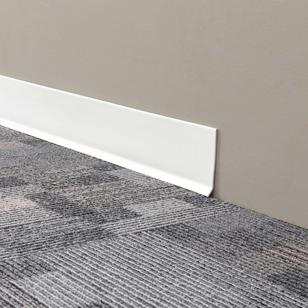 Mohawk Vinyl Cove Wall Base, Vinyl, White, 48 in L, 4 in W - CVW04-717