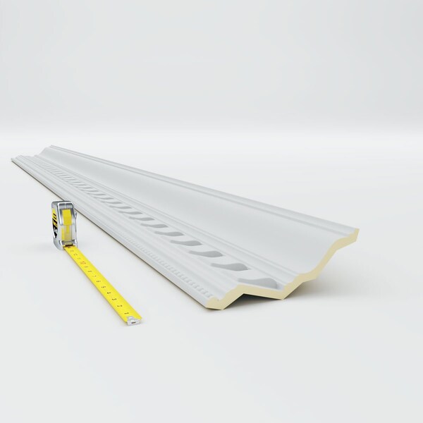 Ekena Millwork 7 1/4"H x 5"P x 8 5/8"F x 94 1/2"L, (2 3/4" Repeat), Nouveau with Bead Crown Moulding - MLD07X05X08NO