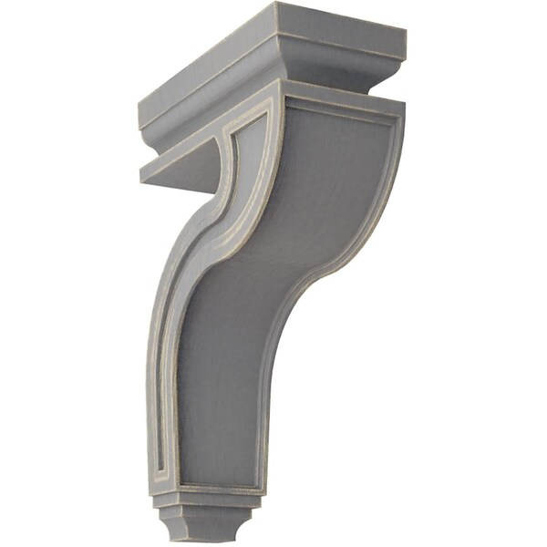 Ekena Millwork 4"W x 8 1/2"D x 13"H Hollow Back Wood Vintage Decor Corbel, Pebble Grey - CORWD04X08X13HAPG