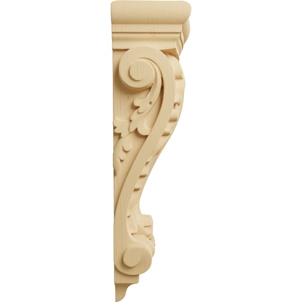 Ekena Millwork 4 1/2"W x 2 3/4"D x 10"H Small Farmingdale Acanthus Pilaster Corbel, Alder - COR04X02X10FRAL