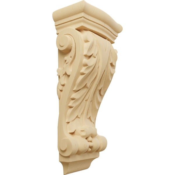 Ekena Millwork 4 1/2"W x 2 3/4"D x 10"H Small Farmingdale Acanthus Pilaster Corbel, Alder - COR04X02X10FRAL