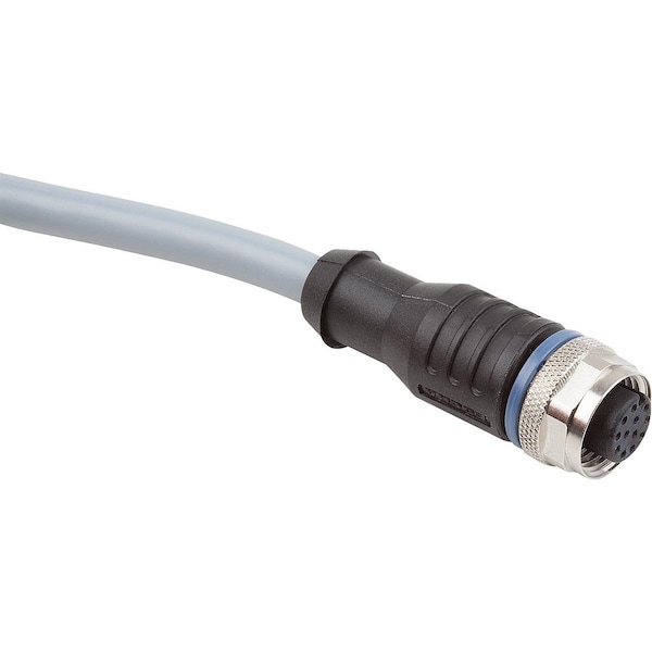 Conector Kipp, 8 pines con conexión de tornillo M12X1, Forma: Recta, D=14.5, L=41.5, P=5000, PVC negro - K1498.1208X5000
