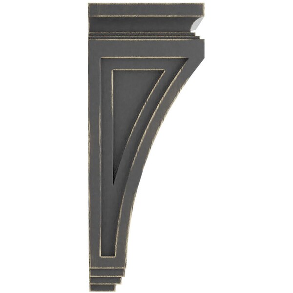 Ekena Millwork 6"W x 4 3/4"D x 12"H Arts and Crafts Wood Vintage Decor Corbel, Black - CORWD06X04X12ARBL