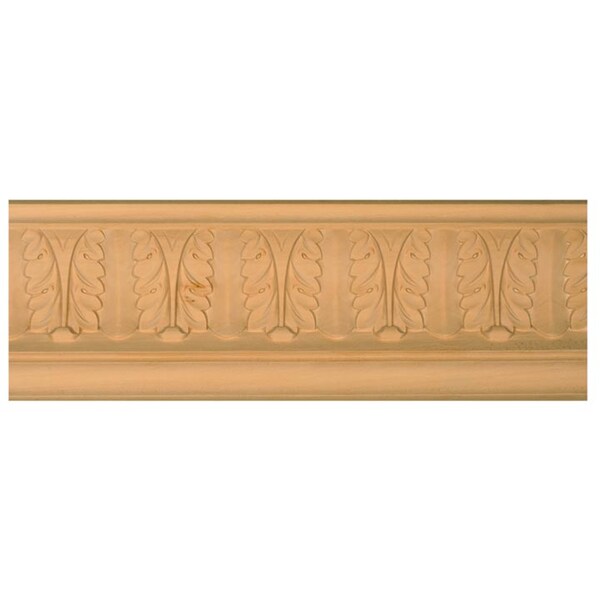 Osborne Wood Products 4 x 4 x 96 Carved Acanthus Leaf Crown in Basswood - 891944BAS