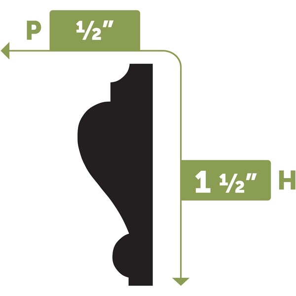 Ekena Millwork WM184 - 1 1/2"H x 1/2"D x 144"L Panel Flexible Moulding - MLDFWM184X144