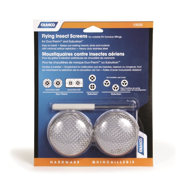 Camco FLYING INSECT SCREEN-FUR200, SUBURBAN, DUOTHERM, 2PK, BLISTER - 42141