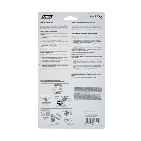 Camco FLYING INSECT SCREEN-WH200, NEW SUB 6-16 GAL WH/FURN, BLISTER - 42150
