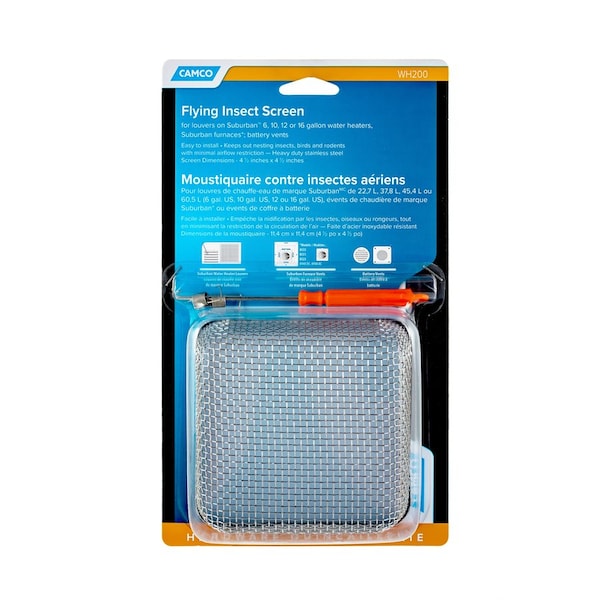 Camco FLYING INSECT SCREEN-WH200, NEW SUB 6-16 GAL WH/FURN, BLISTER - 42150