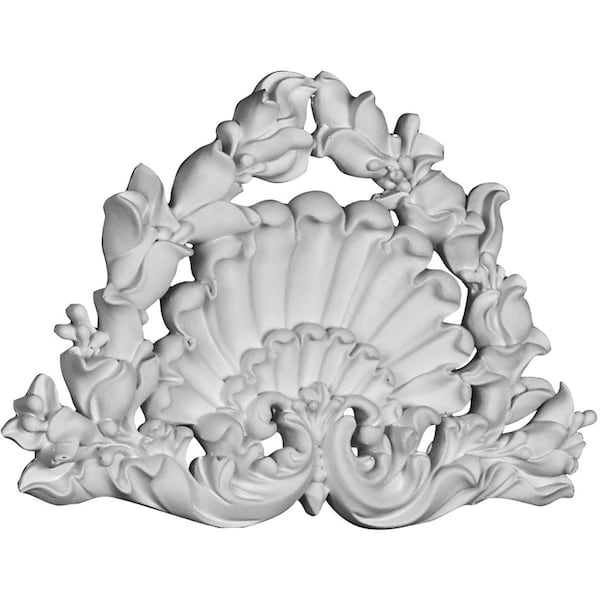 Ekena Millwork 8 1/4"W x 5 1/4"H x 5/8"P Shell Center Onlay - ONL08X05X00SH