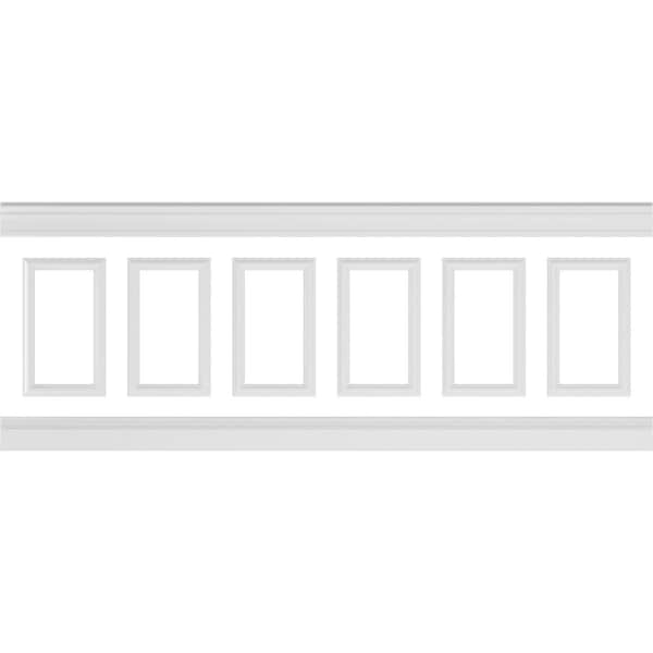 Ekena Millwork 94 1/2"L (Adjustable 36"H to 40"H) Ashford Square Panel Traditional Wainscot Paneling Kit - WPKUSQ101P036