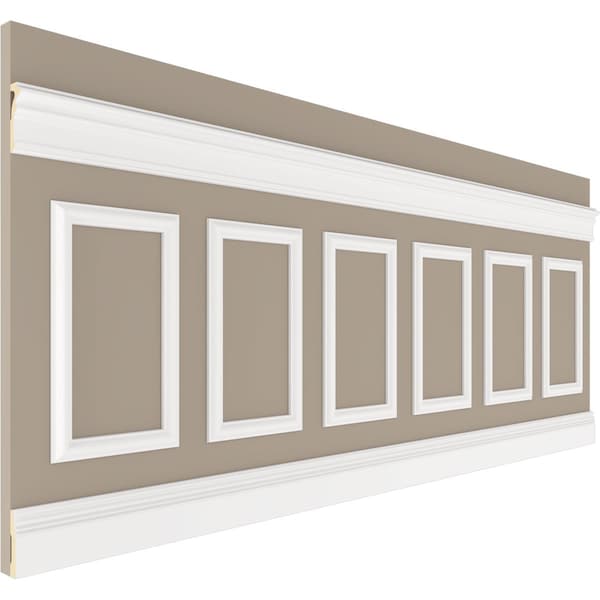 Ekena Millwork 94 1/2"L (Adjustable 36"H to 40"H) Ashford Square Panel Traditional Wainscot Paneling Kit - WPKUSQ101P036