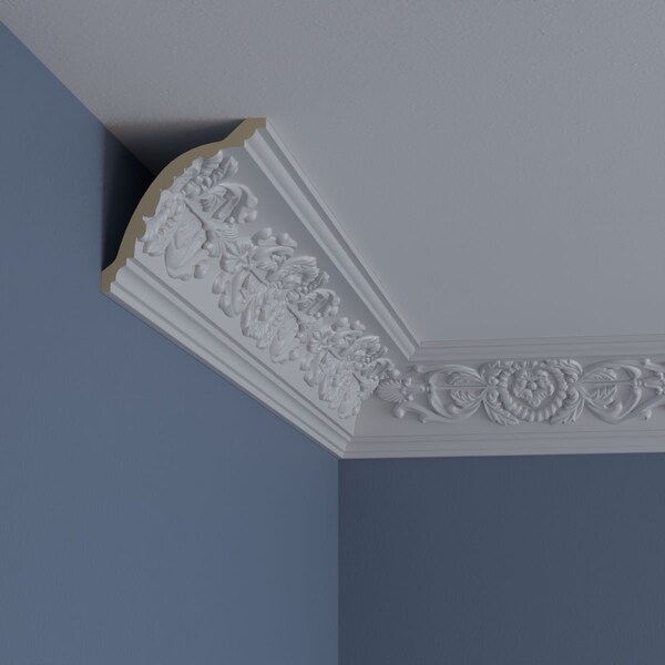 Ekena Millwork 3 7/8"H x 3 3/4"P x 5 3/8"F x 94 1/2"L, (12" Repeat), Medway Crown Moulding - MLD04X04X05ME