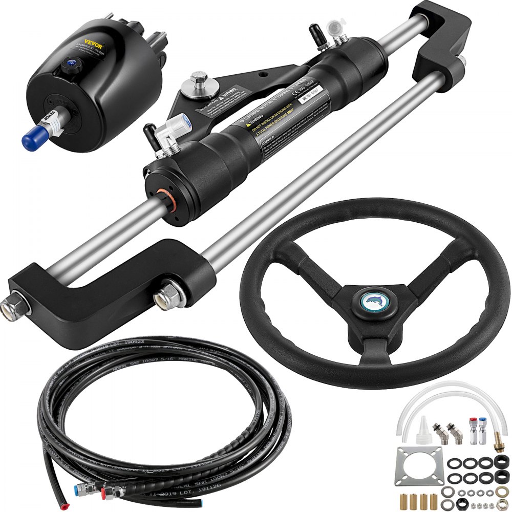 VEVOR Hydraulic Boat Steering Kit 300HP, Hydraulic Steering Kit Helm Pump, Hydraulic Outboard Steering Kit with 20 Feet Hydraulic Steering Hose for Boat Steering System - YYDJHK6400A-3TJ20V0