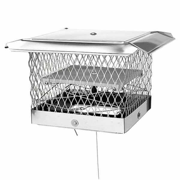 Lock-Top 8 x13 in. Stainless Steel II Chimney Cap-Damper, 0.62 in. Mesh - 9515