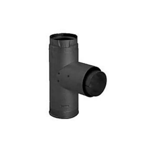 Blueprints 3 in. PelletVent Pro Adaptor Tee with Clean-Out Cap, Black - BL1709376