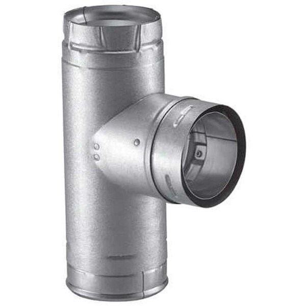 Blueprints 4 in. PelletVent Pro Single Tee with Clean-Out Cap, Galvalume - BL1708138