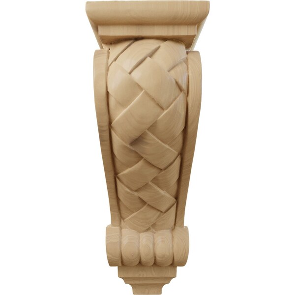 Ekena Millwork 5"W x 7"D x 14"H Large Basket Weave Corbel, Cherry - CORW05X07X14BWCH