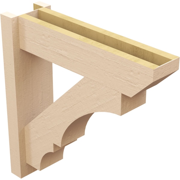 Ekena Millwork 6-in W x 22-in D x 22-in H Balboa Slat Rough Cedar Woodgrain TimberThane Outlooker, Primed Tan - OUTUR060X22X22BOA24RCPR