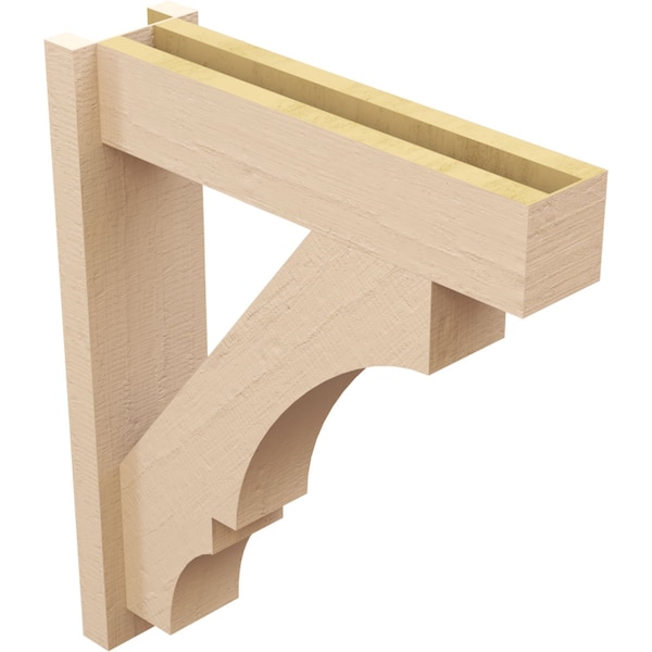 Ekena Millwork 5 1/2-in W x 20-in D x 24-in H Balboa Block Rough Cedar Woodgrain TimberThane Outlooker, Primed Tan - OUTUR055X20X24BOA44RCPR