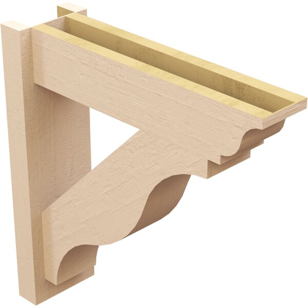 Ekena Millwork 6-in W x 22-in D x 22-in H Funston Trad Rough Cedar Woodgrain TimberThane Outlooker, Primed Tan - OUTUR060X22X22FST04RCPR
