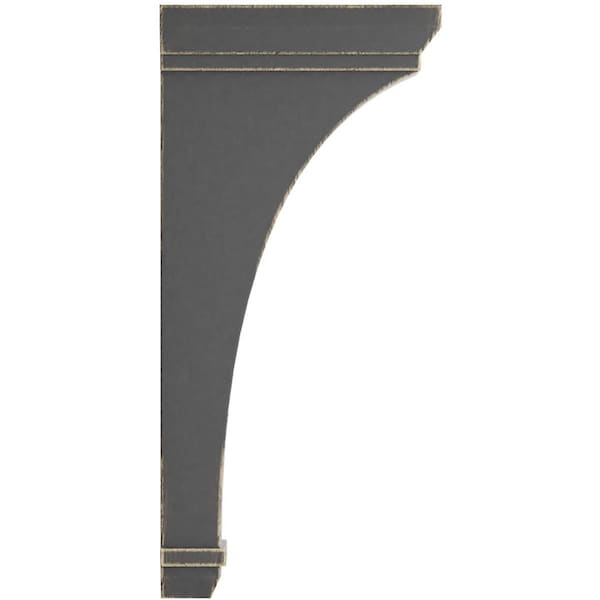 Ekena Millwork 2 1/4"W x 7"D x 14"H Stockport Wood Vintage Decor Bracket, Black - BKTWD02X07X14STBL