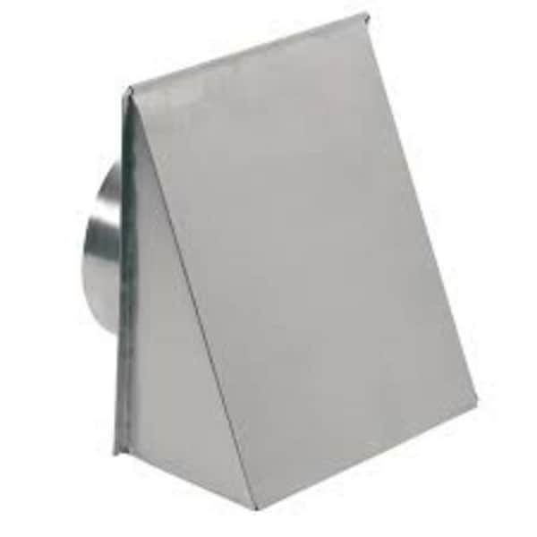 Broan Wall Cap, 8 in Dia, 12-1/2 in L, 6 in W, Round Duct, Aluminum - 643