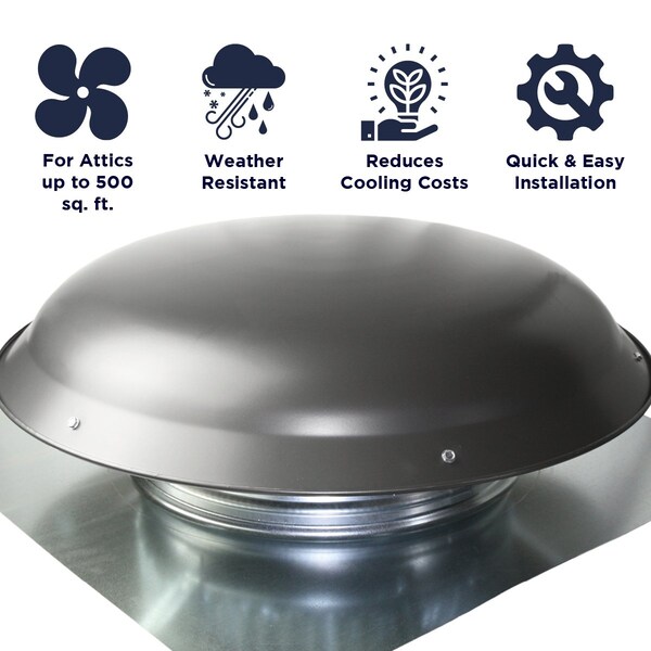 Maxx Air VX25 Series Large Capacity Round Static Vent in Weathered Gray - VX25GREYUPS