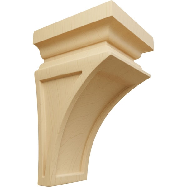 Ekena Millwork 3 1/2"W x 3 3/4"D x 6"H Mini Nevio Wood Corbel, Alder - CORW03X03X06NEAL