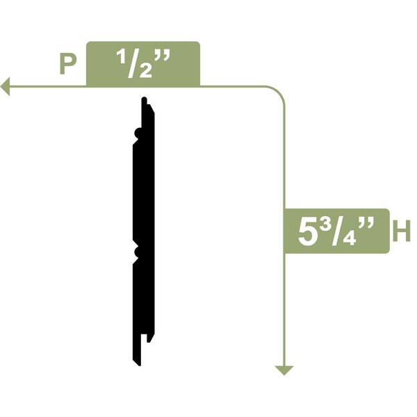 Ekena Millwork 5 3/4"H x 1/2"P x 96"L Reversible Beaded Plank Moulding, PVC - MLD06X01X96BPSWPV