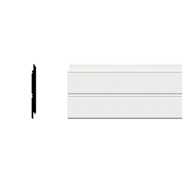 Ekena Millwork 5 3/4"H x 1/2"P x 96"L Reversible Beaded Plank Moulding, PVC - MLD06X01X96BPSWPV